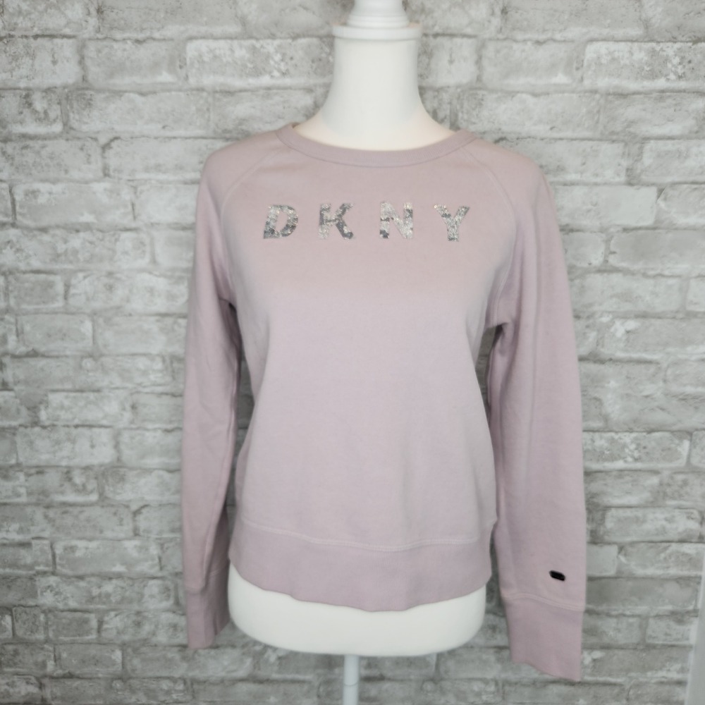 DKNY Sport Sweatshirt Lavender Glitter Camo Logo Athleisure Pullover Small